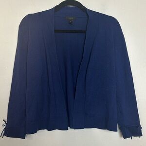 J. Crew Open Front Cropped Fine Knit Deep Blue Cardigan